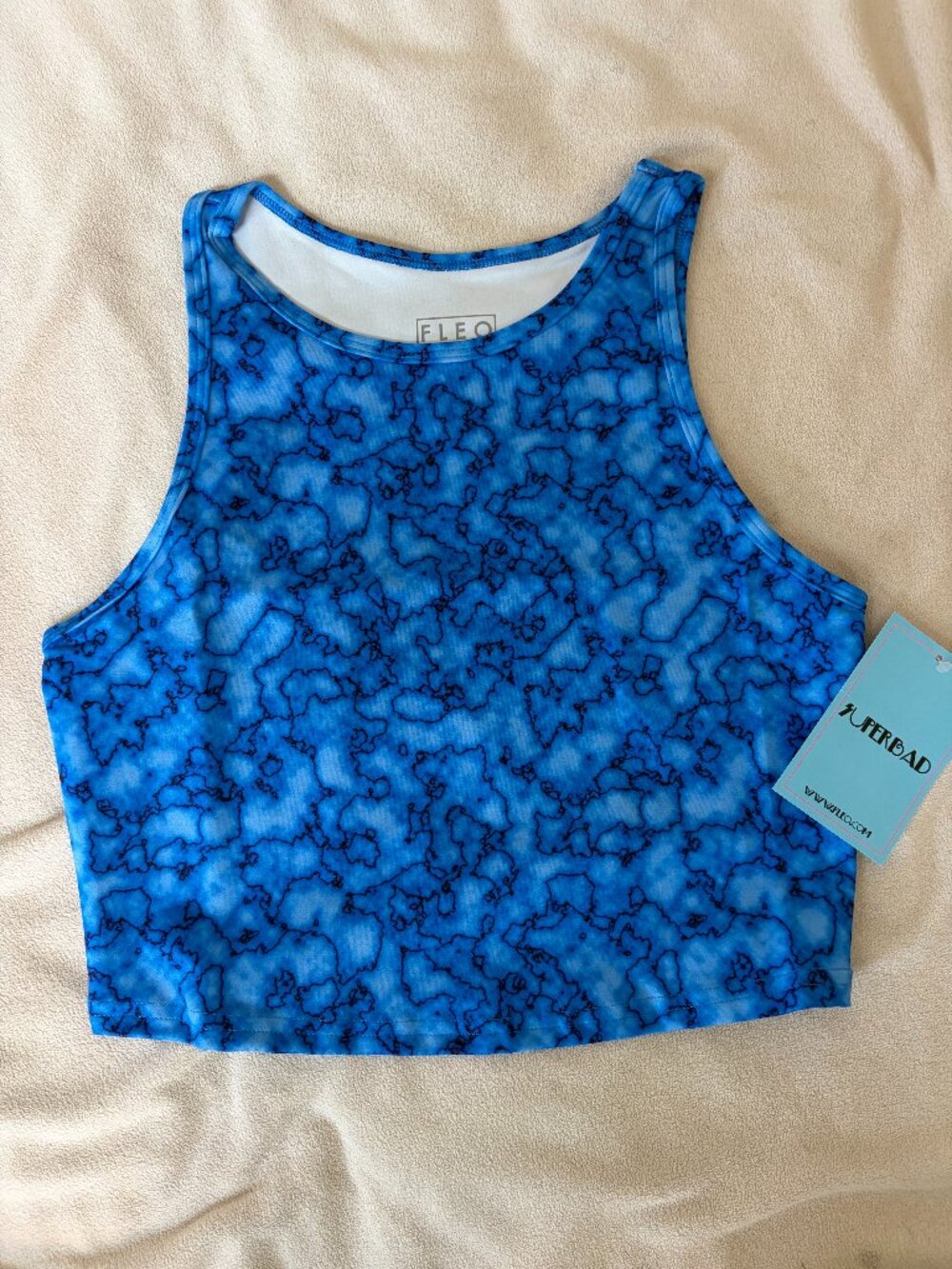 FLEO Blue Lava Tempo Tank Medium  Crop Top NWT